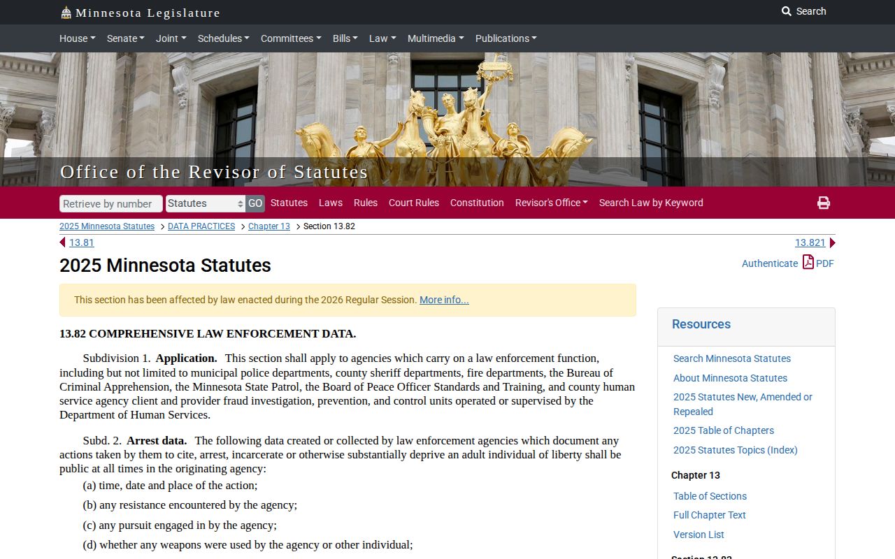 Nicollet County booking record law source for Minnesota mugshot access